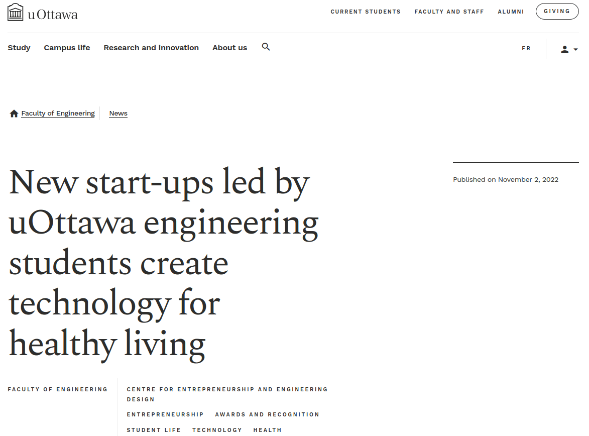 GastroTrackAI start-up finished first place in the uOttawa entrepreneurial idea competition